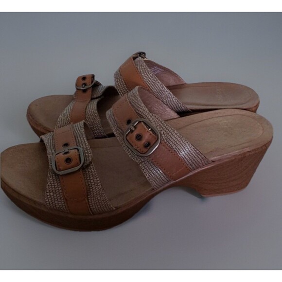 Double Strap Dansko Jesse Brown Leather Slide Clog Sandal Size 43 US 12.5/13 - Picture 3 of 7